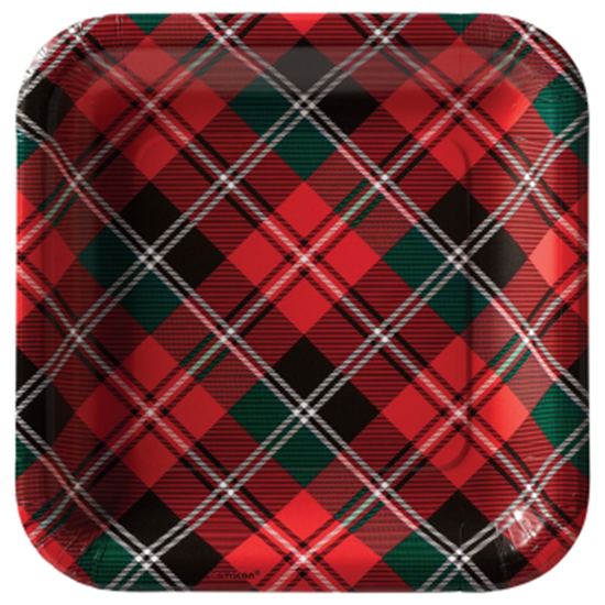Picture of TABLEWARE - HOLIDAY PLAID 9" SQUARE PLATES 