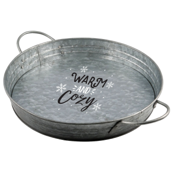 Image de TABLEWARE - WARM AND COZY ROUND METAL SERVING TRAY WITH HANDLES