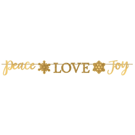 Picture of DECOR - PEACE LOVE JOY GLITTER FOIL BANNER