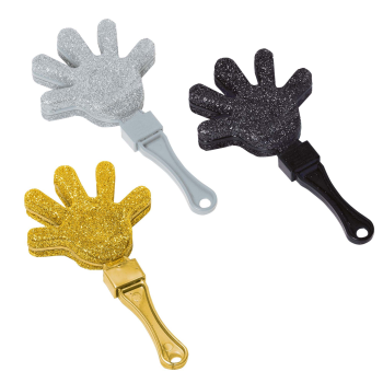 Picture of DECOR - NOISEMAKERS - GLITTER HAND CLAPPERS - BLACK/GOLD/SILVER