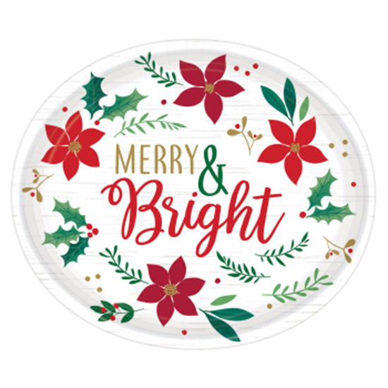 Image sur TABLEWARE - CHRISTMAS WISHES MERRY & BRIGHT OVAL PLATE 