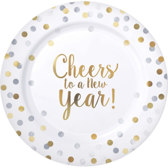 Image sur TABLEWARE - CHEERS TO A NEW YEAR - 10" PLASTIC PLATES - 10 PACK
