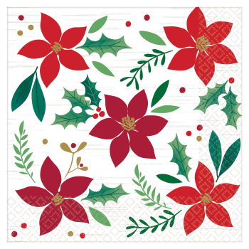 Image de TABLEWARE - CHRISTMAS WISHES - POINSETTIA DINNER NAPKIN 