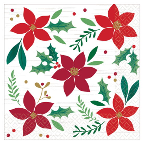 Image sur TABLEWARE - CHRISTMAS WISHES - POINSETTIA DINNER NAPKIN 