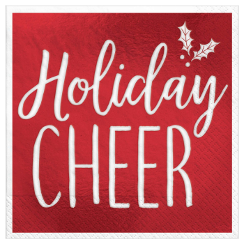 Image de TABLEWARE - HOLIDAY CHEER HOT STAMPED BEVERAGE NAPKINS RED