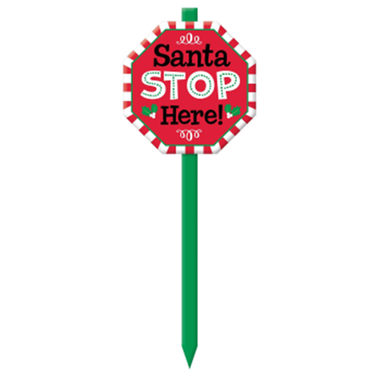 Image sur DECOR - SANTA STOP HERE YARD STAKE