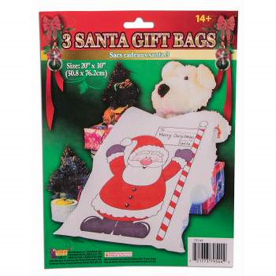 Picture of DECOR - GIFT BAGS - SANTA GIFT BAG 3/PK