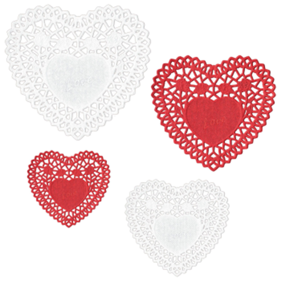 Picture of TABLEWARE - DOILIES HEART SHAPE - ASSORTED SIZES