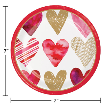 Image de TABLEWARE - WATERCOLOR HEARTS 7" PLATES