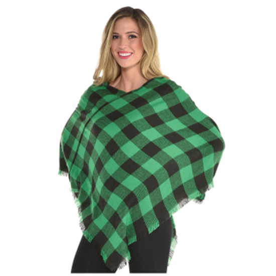 Picture of WEARABLES - GREEN PLAID PONCHO