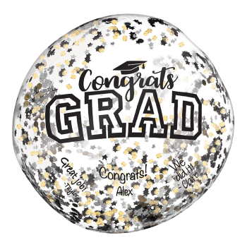 Image de DECOR - 24" CONGRATS GRAD INFLATABLE CONFETTI AUTOGRAPH BALL BGS