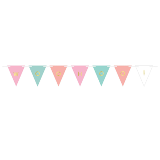 Picture of DECOR - PENNANT PAPER BANNER CUSTOMIZABLE - PASTEL & GOLD