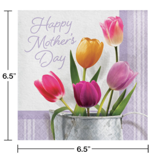 Image sur TABLEWARE - SPRINGTIME TULIPS LUNCHEON NAPKINS - MOTHERS DAY