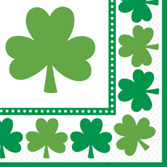 Picture of TABLEWARE - LUCKY SHAMROCKS BEVERAGE NAPKINS