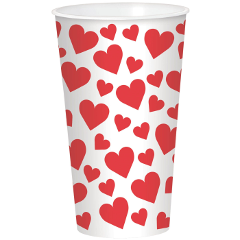 Image de TABLEWARE - 32oz RED HEARTS PASTIC CUP