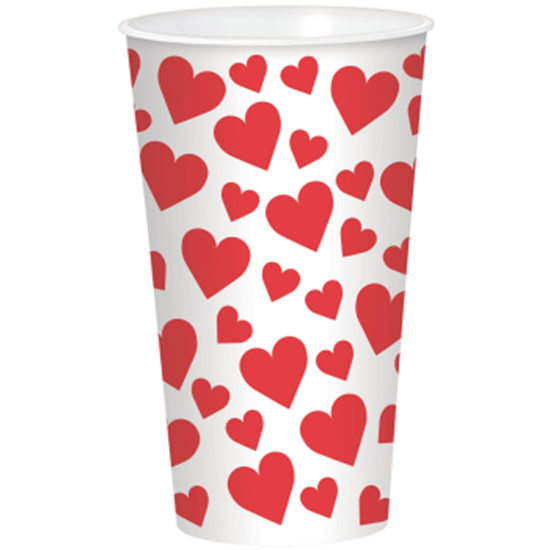 Picture of TABLEWARE - 32oz RED HEARTS PASTIC CUP