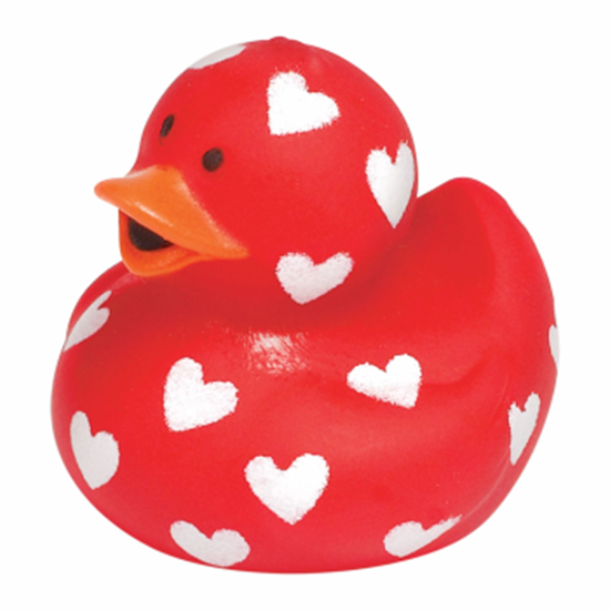 Picture of DECOR - VALENTINE RUBBER DUCKIE - HEART PRINT