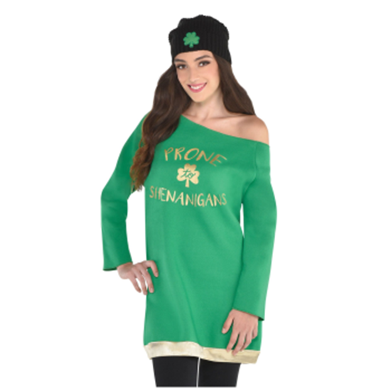 Picture of WEARABLES - GREEN OFF THE SHOULDER TUNIC - ST PAT'S