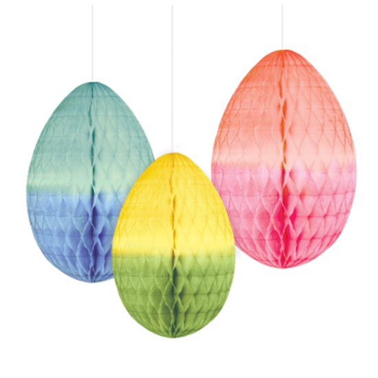 Picture of DECOR - HONEYCOMB OMBRE EGGS HANGING DECORATION 