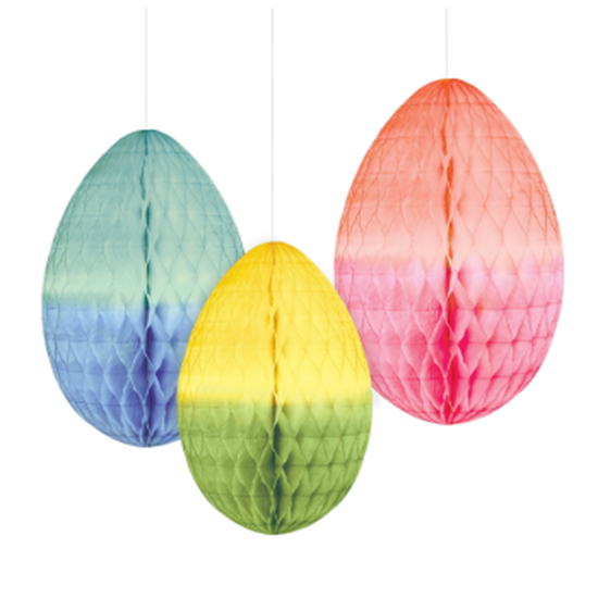 Image sur DECOR - HONEYCOMB OMBRE EGGS HANGING DECORATION 