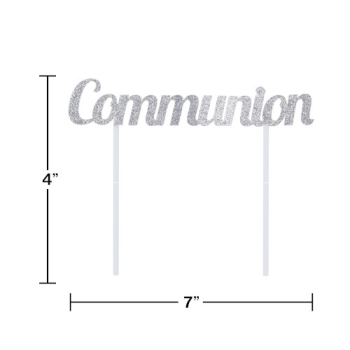 Image de DECOR - COMMUNION SILVER GLITTER CAKE TOPPER