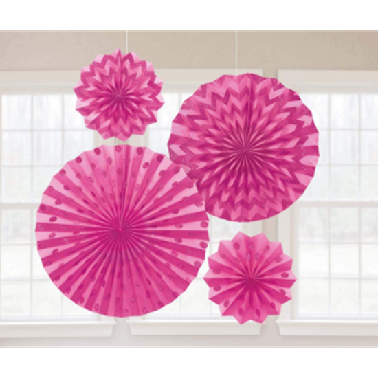 Picture of PINK PAPER FANS - ASSORTED SIZES
