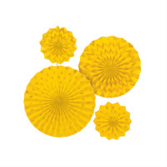 PartyMart. YELLOW PAPER FANS ASSORTED SIZES
