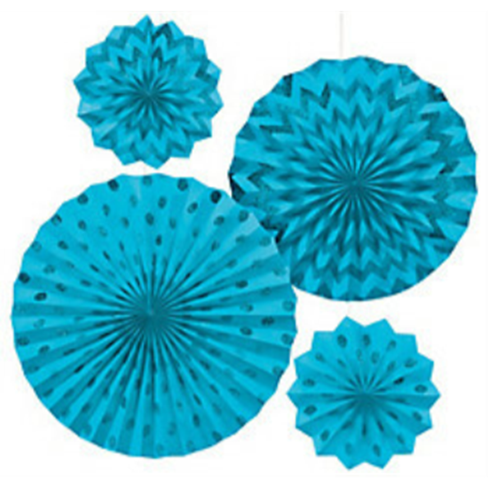 Picture of CARIBBEAN BLUE  PAPER FANS - ASSORTED SIZES