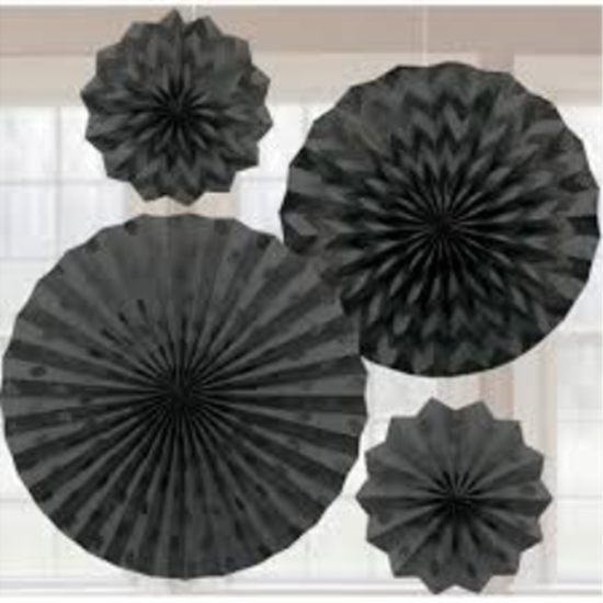 Picture of BLACK PAPER FANS - ASSORTED SIZES
