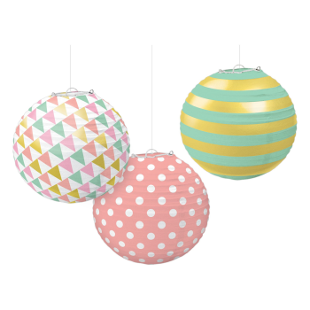 Picture of PASTELS PAPER LANTERNS - HOT STAMPED