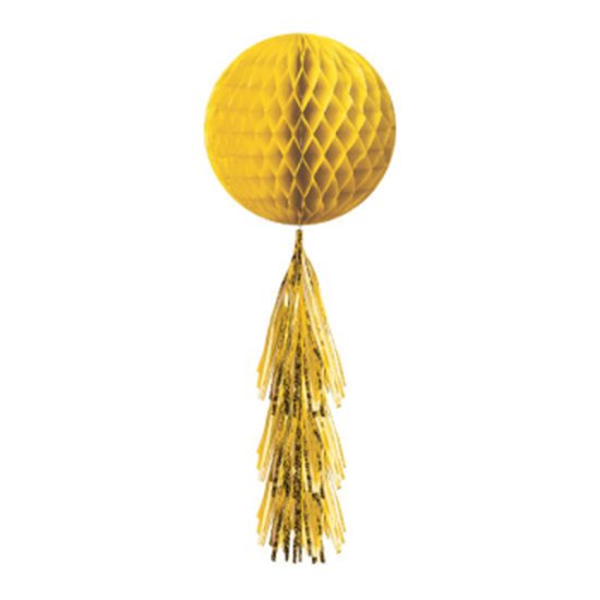 Image sur YELLOW HONEYCOMB BALL WITH TASSEL 