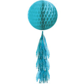 Image de CARIBBEAN BLUE HONEYCOMB BALL WITH TASSEL