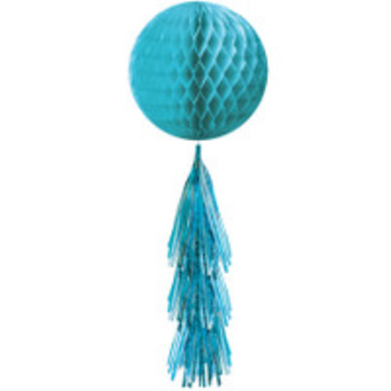 Picture of CARIBBEAN BLUE HONEYCOMB BALL WITH TASSEL