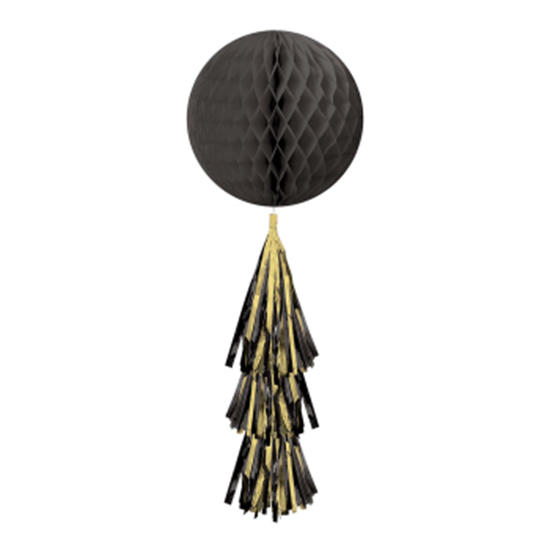 Picture of BLACK HONEYCOMB BALL WITH TASSEL