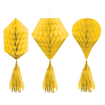 Picture of YELLOW MINI HONEYCOMB HANGING SHAPES 