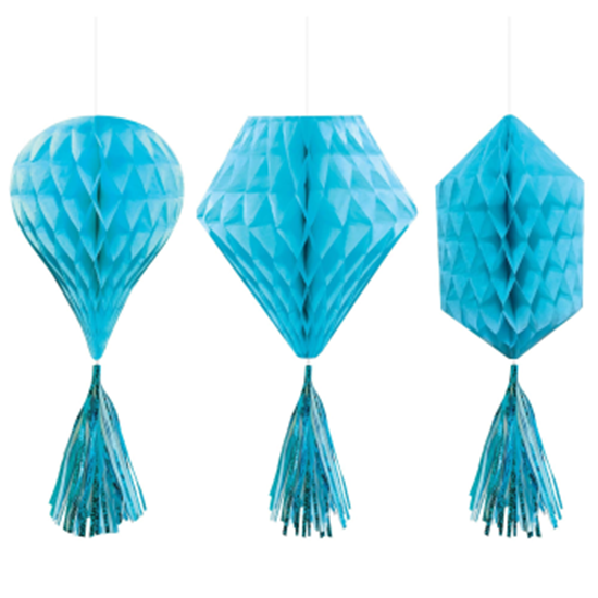 Picture of CARIBBEAN BLUE MINI HONEYCOMB HANGING SHAPES  