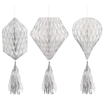 Picture of SILVER MINI HONEYCOMB HANGING SHAPES