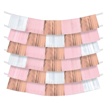 Picture of ROSE GOLD/BLUSH/WHITE FOIL FRINGE DECORATING BACKDROP - 