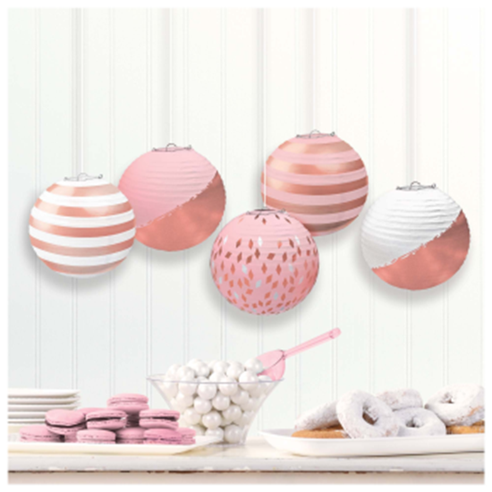 Image sur ROSE GOLD/BLUSH MINI ROUND PAPER LANTERNS 