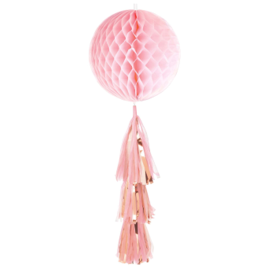 Image sur ROSE GOLD/BLUSH HONEYCOMB BALL WITH TASSEL - 