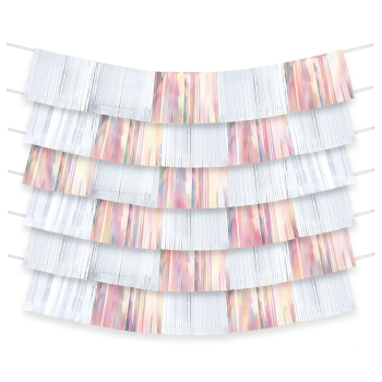 Image de WHITE AND IRIDESCENT FOIL FRINGE BACKDROP 