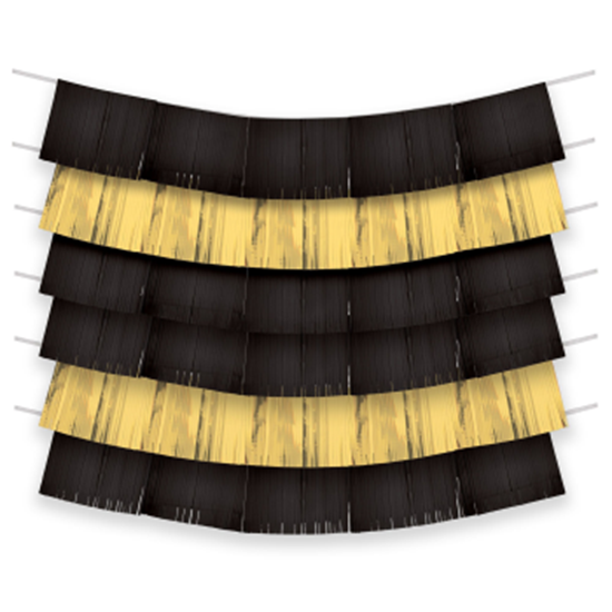 Picture of BLACK AND GOLD FOIL FRINGE BACKDROP