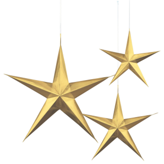 Picture of GOLD HANGING 3D STARS