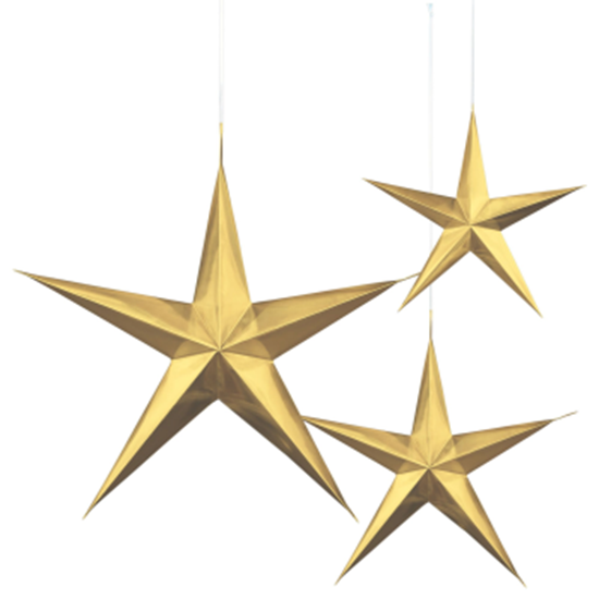 Image sur GOLD HANGING 3D STARS