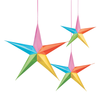 Picture of MULTI COLOR HANGING 3D STARS 