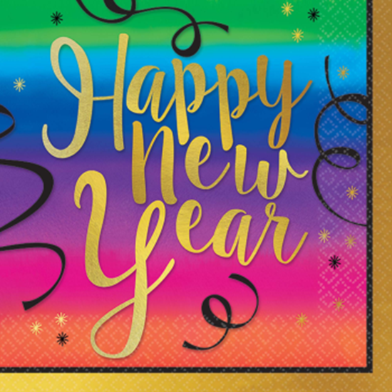 Image sur TABLEWARE - COLORFUL NEW YEAR BEVERAGE NAPKINS