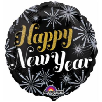 Image de 18" HAPPY NEW YEAR PIZAZZ - BLACK/GOLD