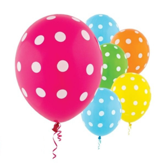 Picture of 12" POLKA DOT BALLOONS ASSORTED - 20/PKG