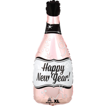 Image de 18'' FOIL - HAPPY NEW YEAR BOTTLE ROSE GOLD JUNIOR SHAPE