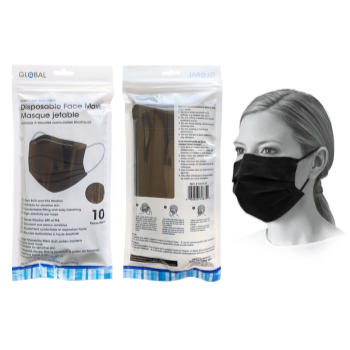 Image de MASKS - DISPOSABLE FACE MASKS - 10/PKG BLACK